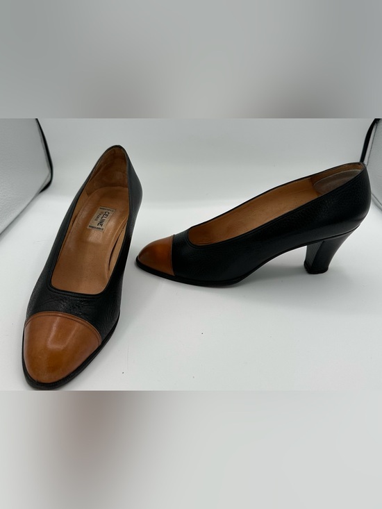 Celine Shoes - VINTAGE CELINE CLASSIC HEELS Shoes Black BROWN SIZE 39 US Sz 8.5 Pump  AA23